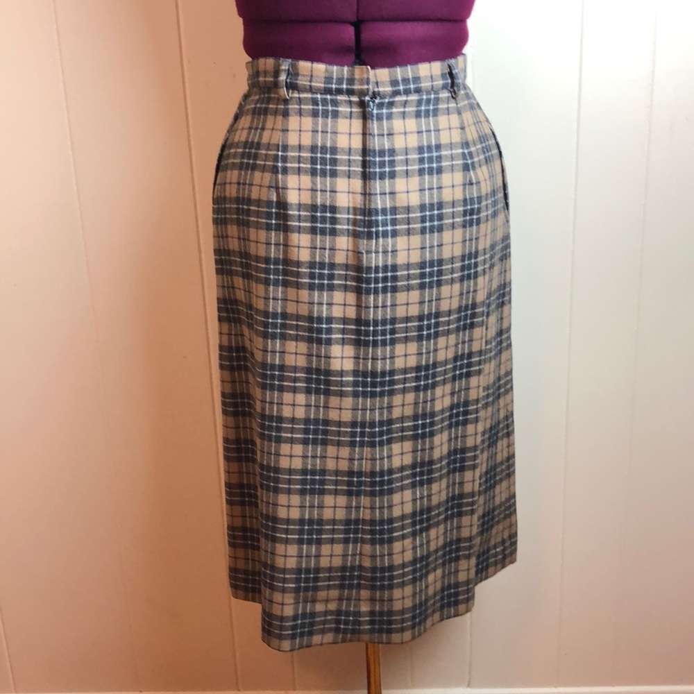 Vintage 70s/80s Wool Plaid Pencil Skirt - Picture 3 of 5